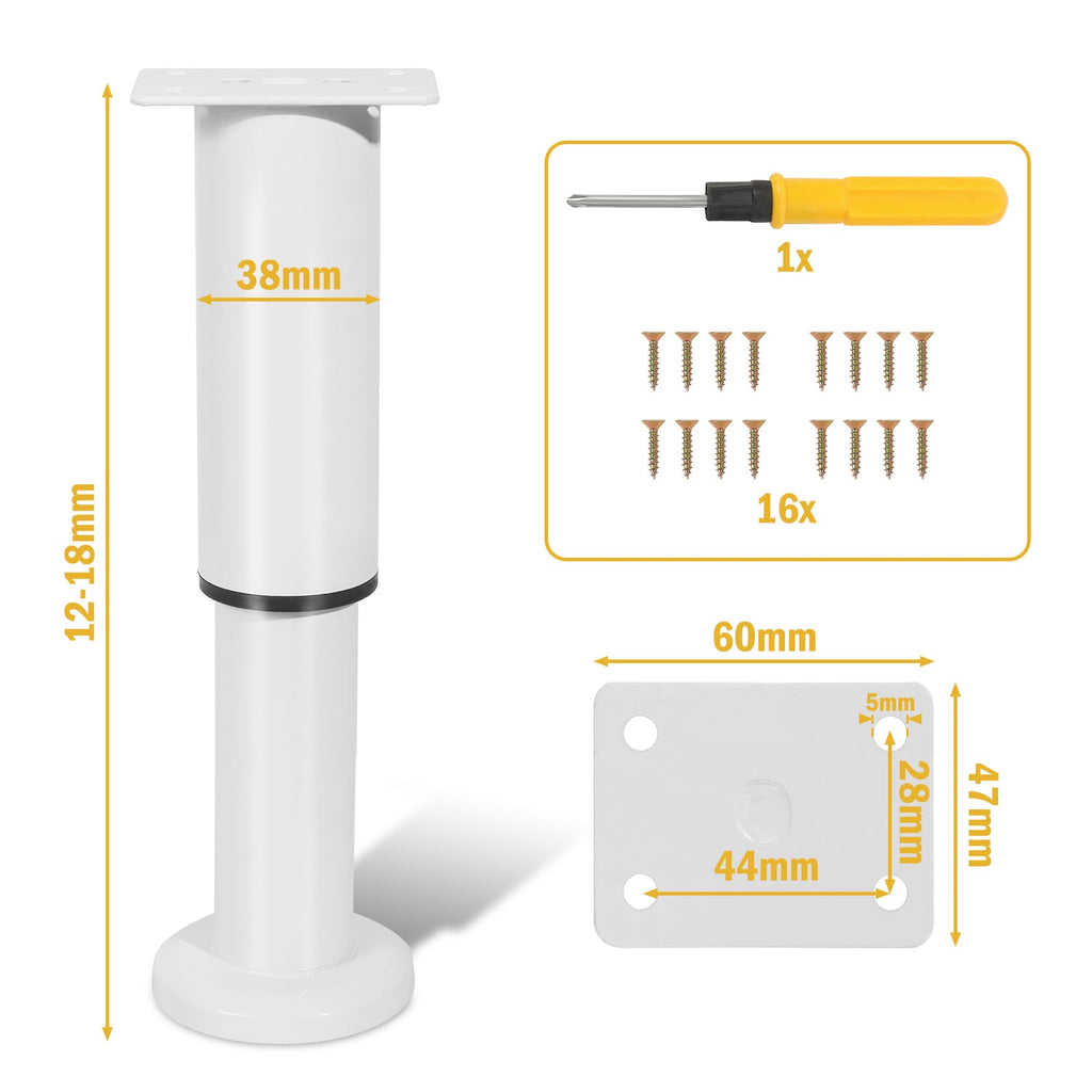 Cosmo Go 4er Set Möbelfüße Höhenverstellbar 12-18cm/18-30cm