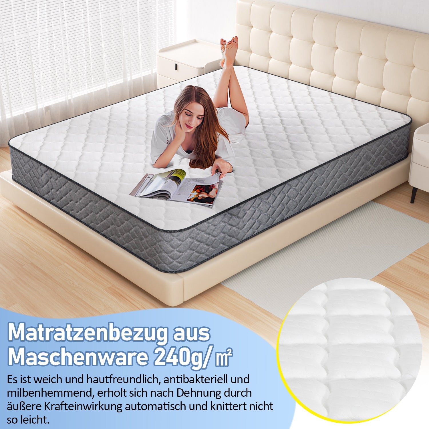 Cosmo Go Matratze Taschenfedermatratze 7 Zonen Elastizität H3
