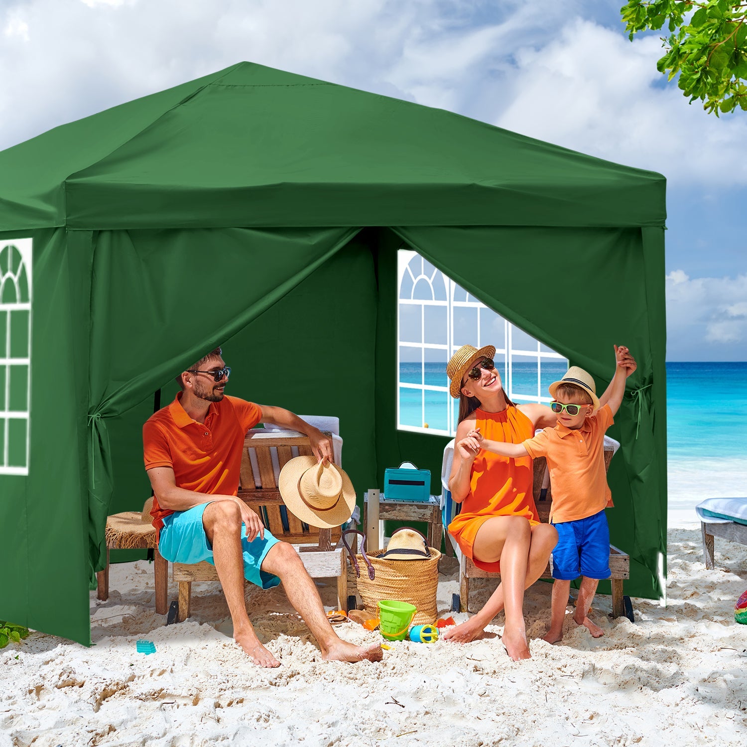 Cosmo Go Pop-Up Pavillon Gazebo mit Zentralverriegelung 3x3m mit Seiten