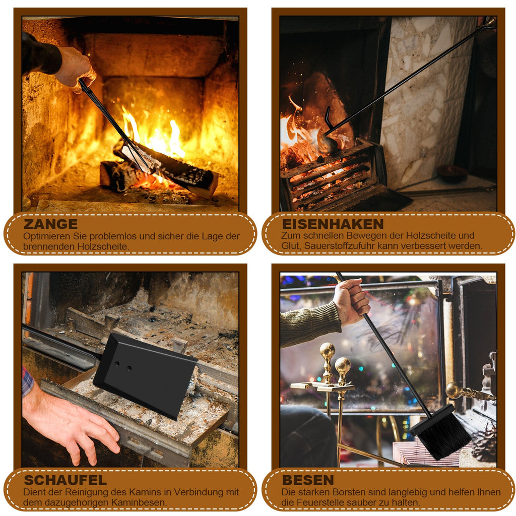 Cosmo Go Doppelstöckiges Kaminholzregal mit 4 Kaminwerkzeug