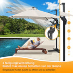 Cosmo Go Ampelschirm 300 x 300 cm Sonnenschirm 360° Drehbar mit Solar-LED