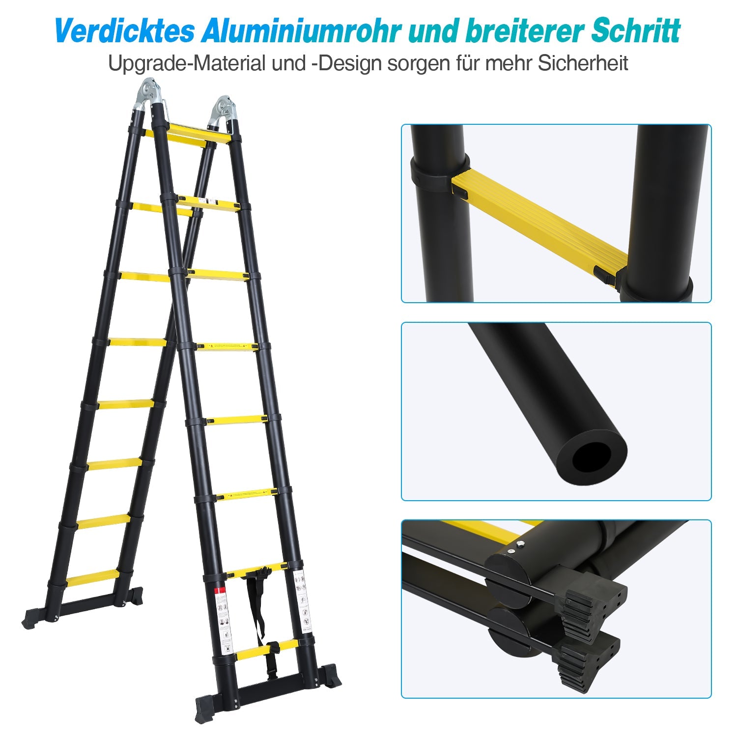 Cosmo Go Teleskopleiter Tragbar Alu Max Belastung 150 kg 3.8M (1.9+1.9M)