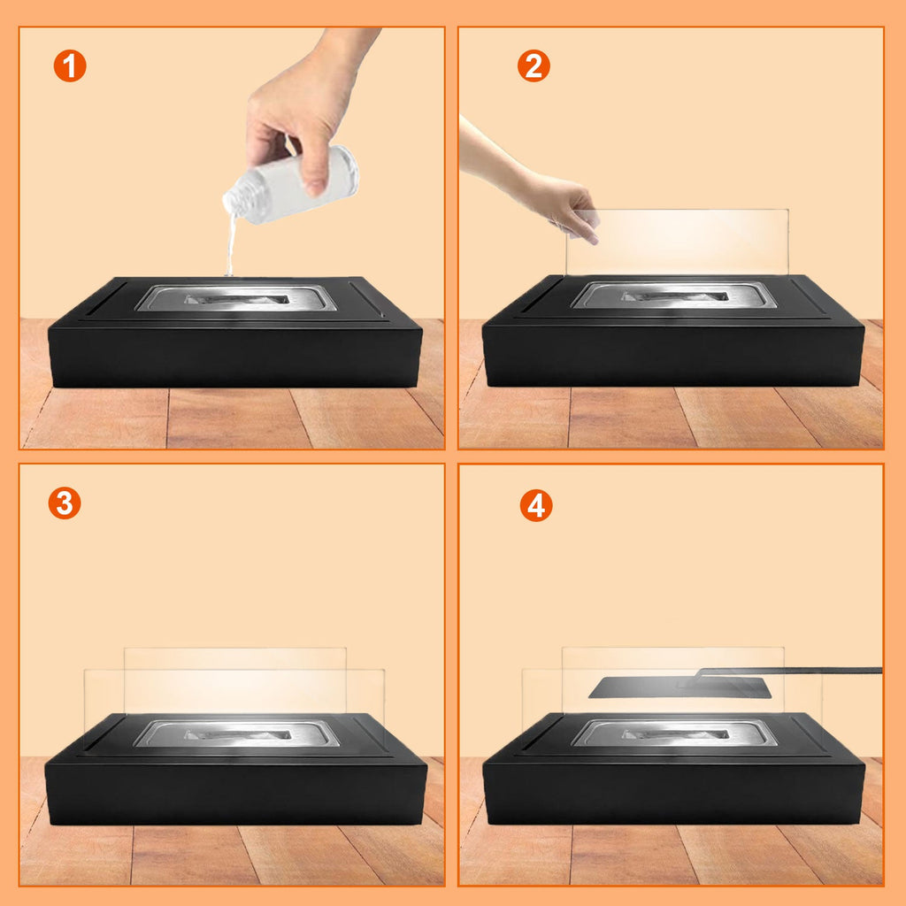 Table Fireplace Bioethanol Tabletop Fireplace Portable Square