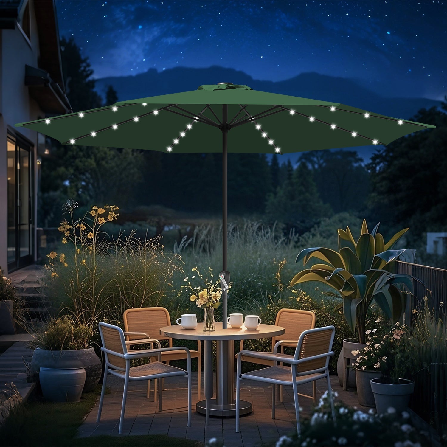 Cosmo Go Sonnenschirm 3.5m mit LED Solar Garten