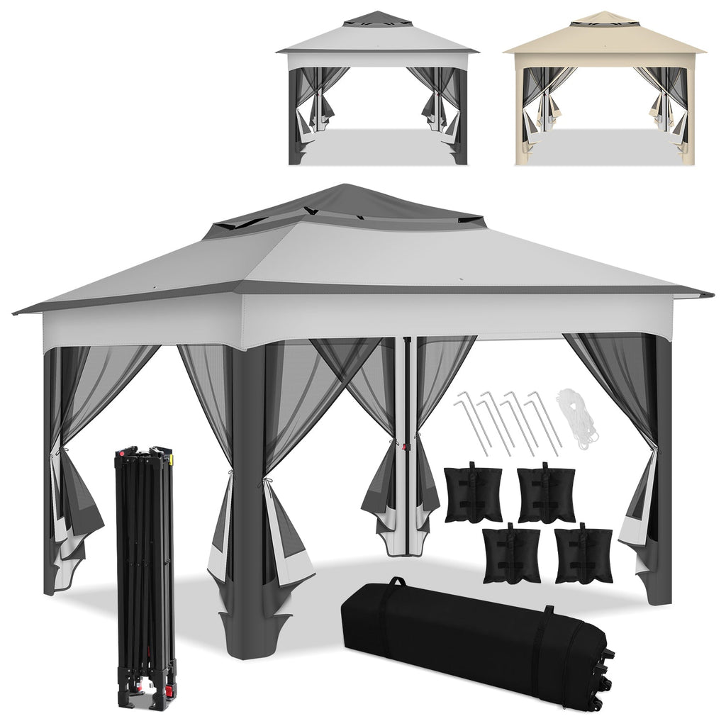 Cosmo Go Pavillon Gartenhütte Faltbares mit Doppeldach 3,3x3,3m