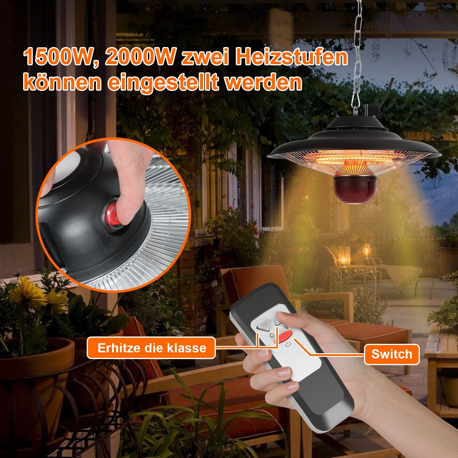 Cosmo Go Heizstrahler Infrarot 2000W Deckenheizstrahler