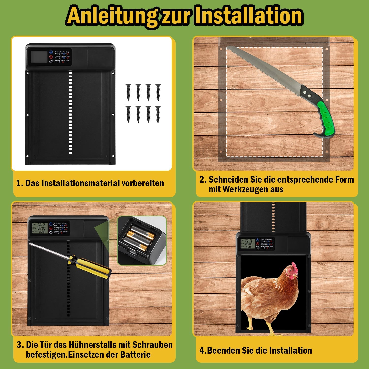 Cosmo Go Hühnerklappe Automatische Zeitschaltuhr