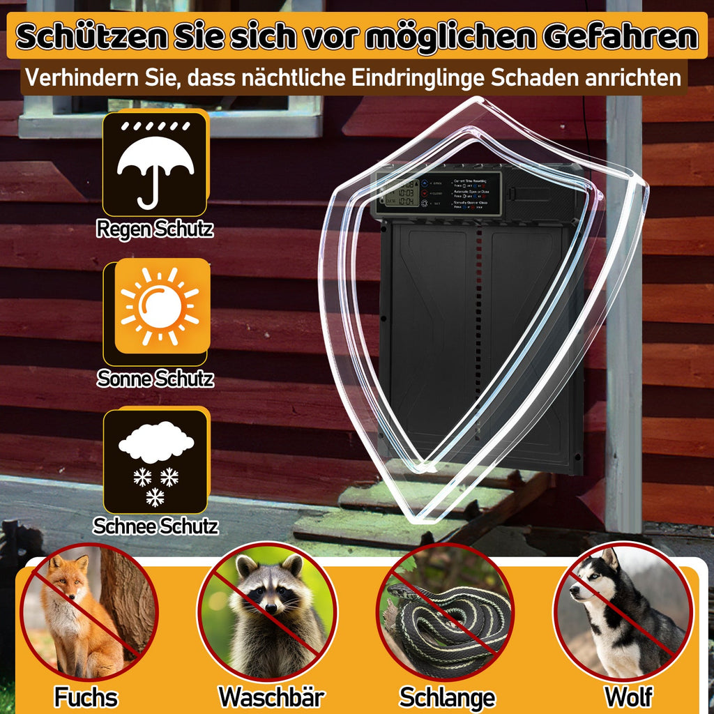 Cosmo Go Hühnerklappe Automatische Solar mit LED Display und Fernbedienung