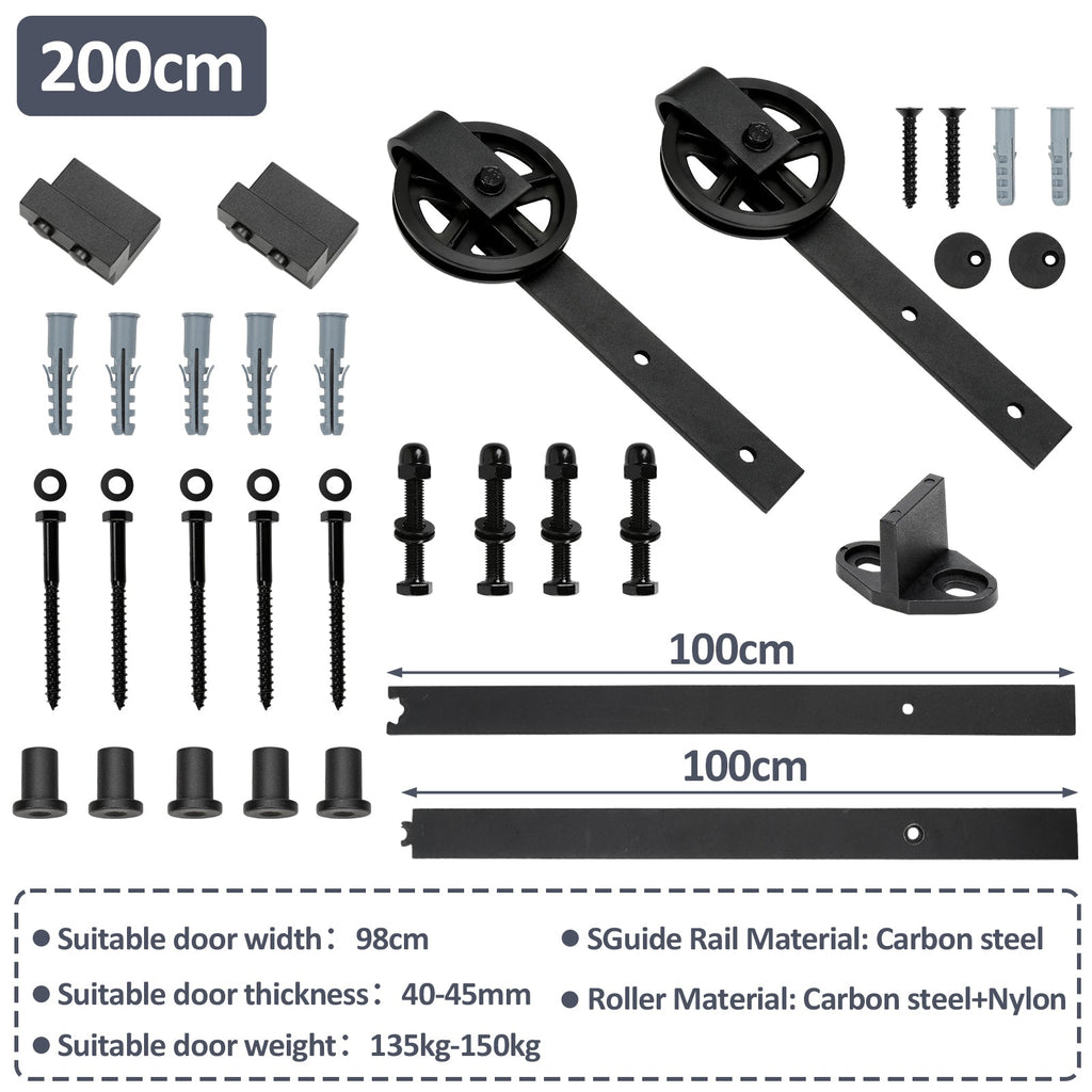 Cosmo Go Schiebetürbeschlag Set Schiebetürsystem 152cm/183cm/200cm/244cm/363cm