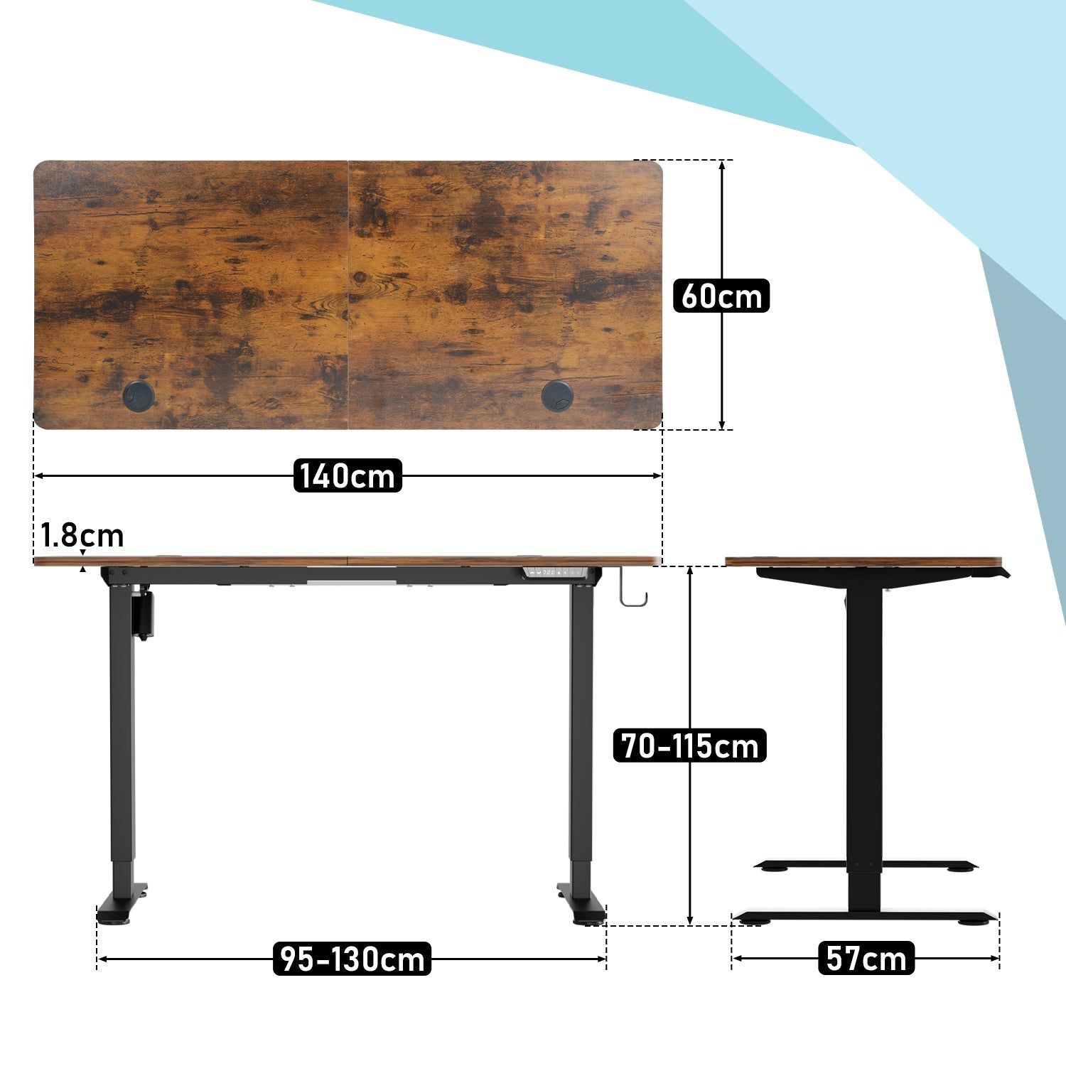 Cosmo Go Schreibtisch Höhenverstellbar Elektrisch Computertisch