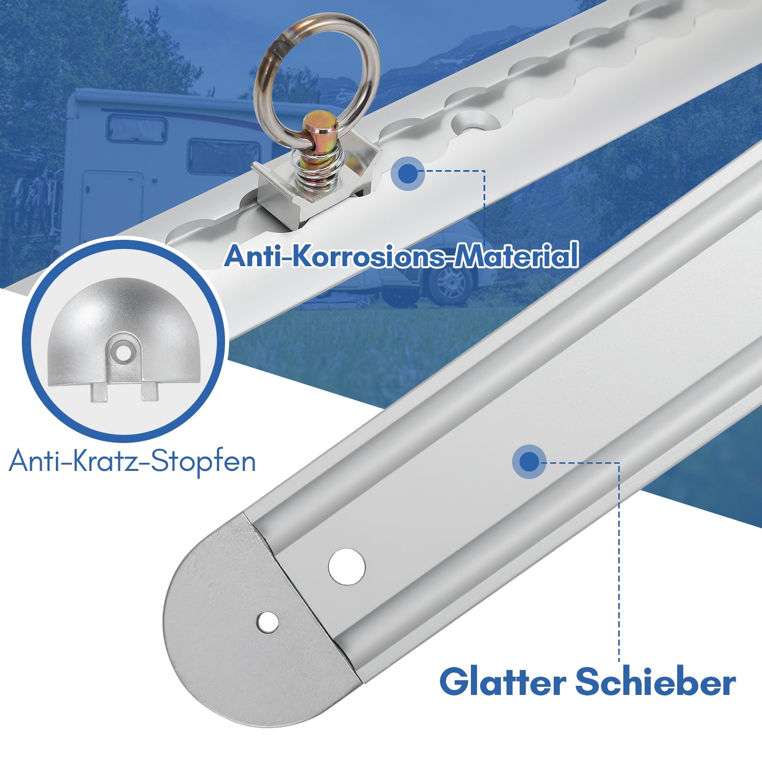 Cosmo Go Airlineschiene 4x 1m Aluminium für Wohnmobile und LKW