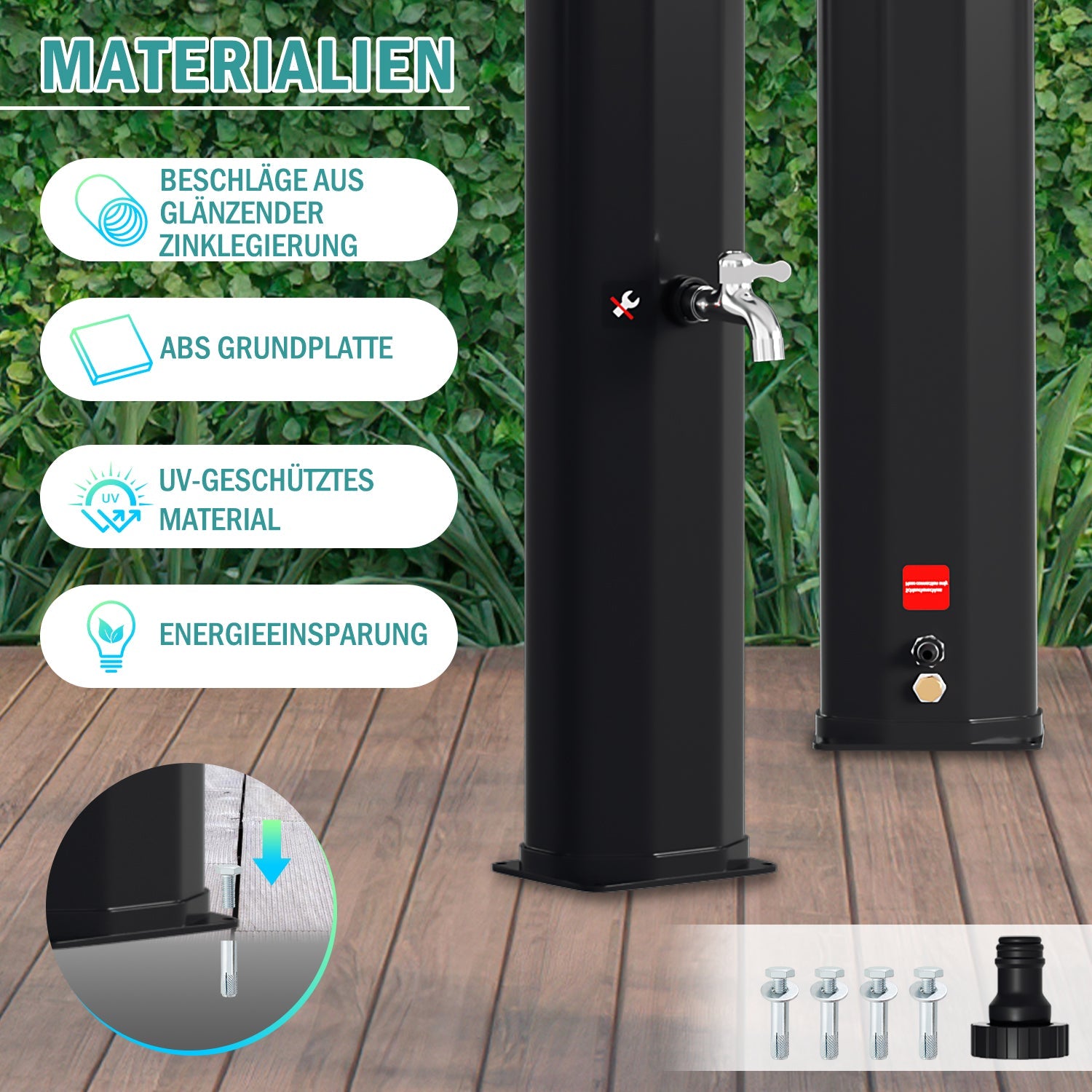 Cosmo Go Solardusche 35L Solardusche Gartendusche Inkl. Schutzhaube