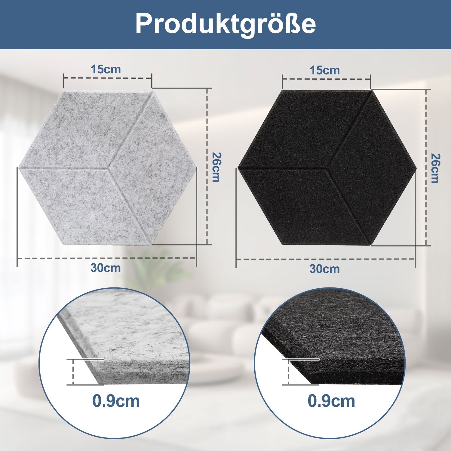 Cosmo Go Akustikplatten Wandpaneele Selbstklebend 12/18 Stück Hexagonal Kerben