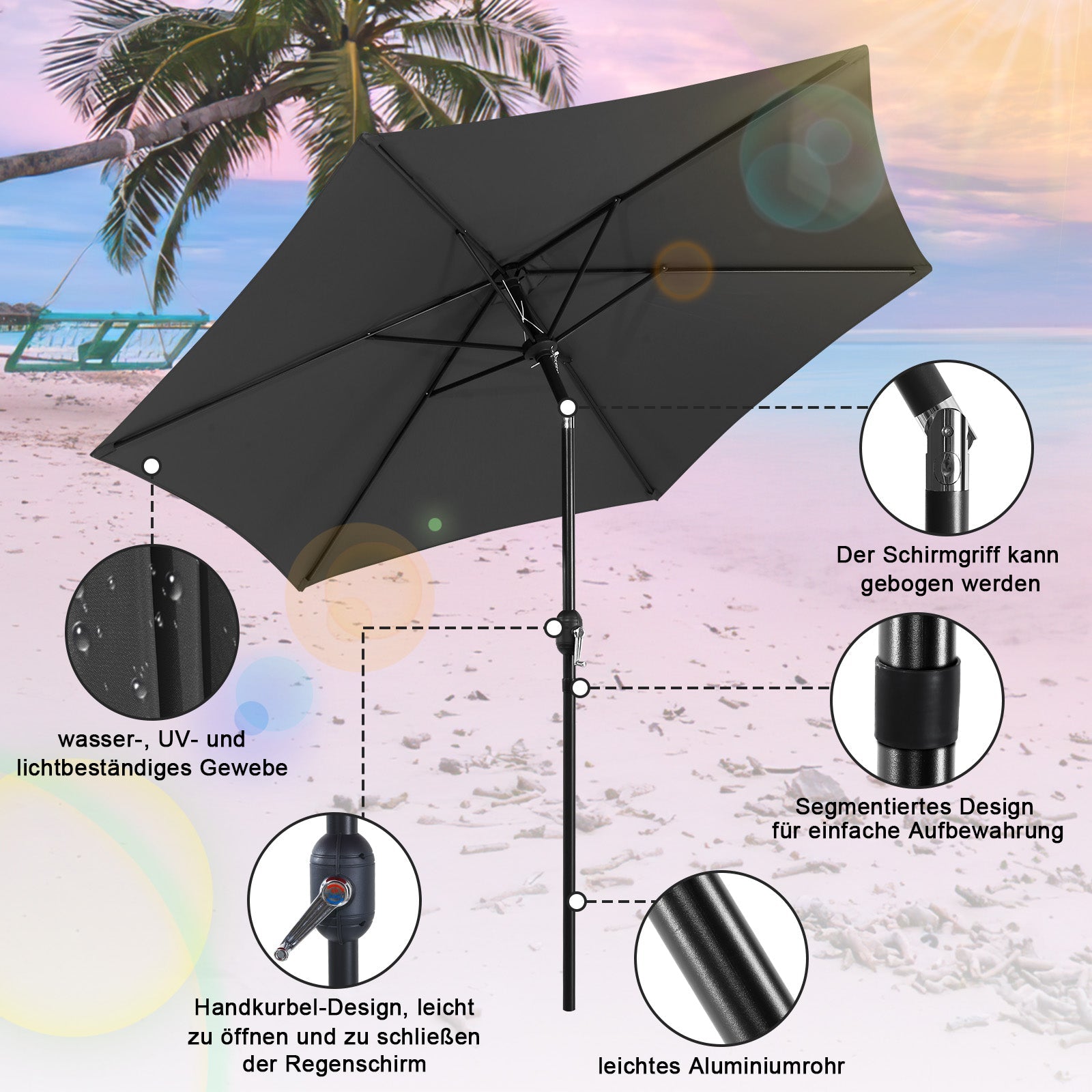 Cosmo Go Sonnenschirm 2.7m Winkelverstellbar mit/ohne LED