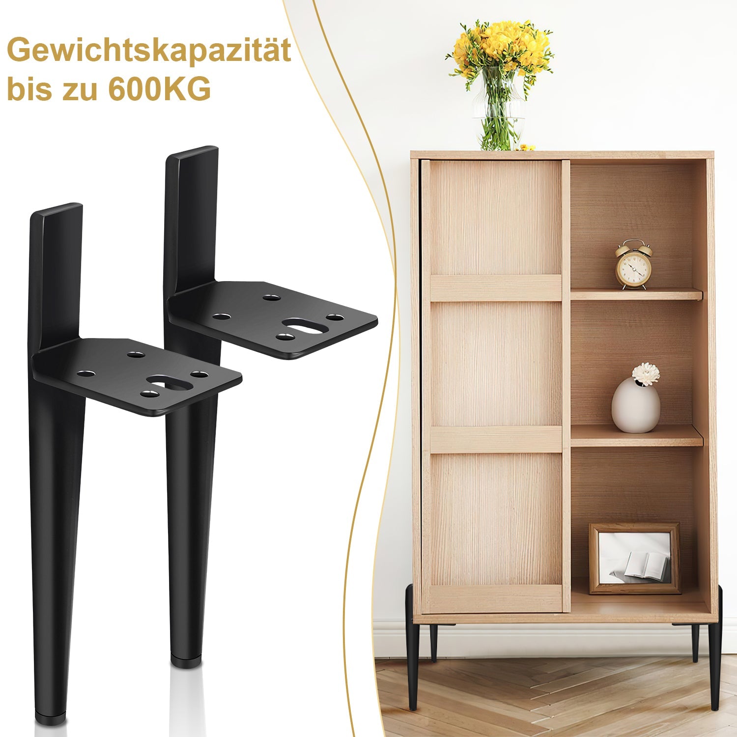 Cosmo Go 4er Set Metall Möbelfüße Schrankfüße Schwarz