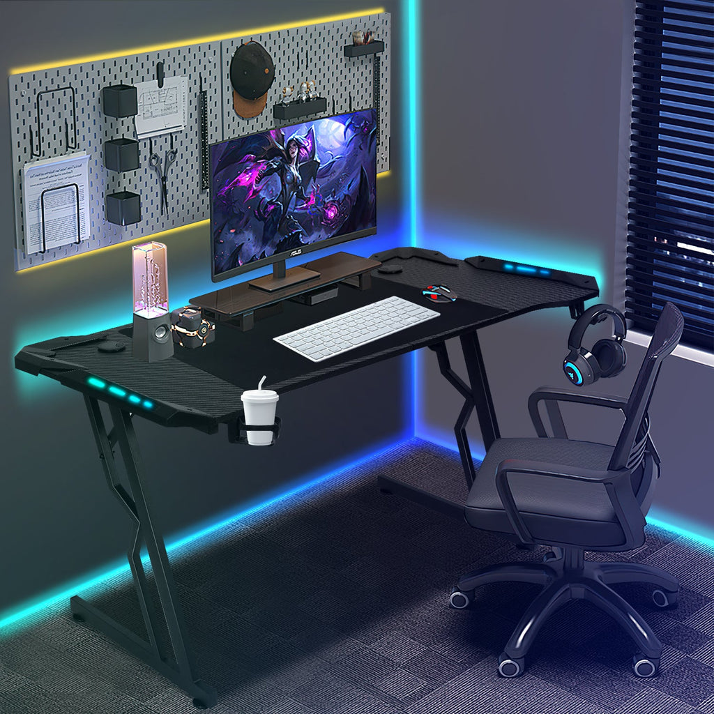 Cosmo Go Gaming Schreibtisch Gaming Tisch 120/140cm mit LED Fernbedienung
