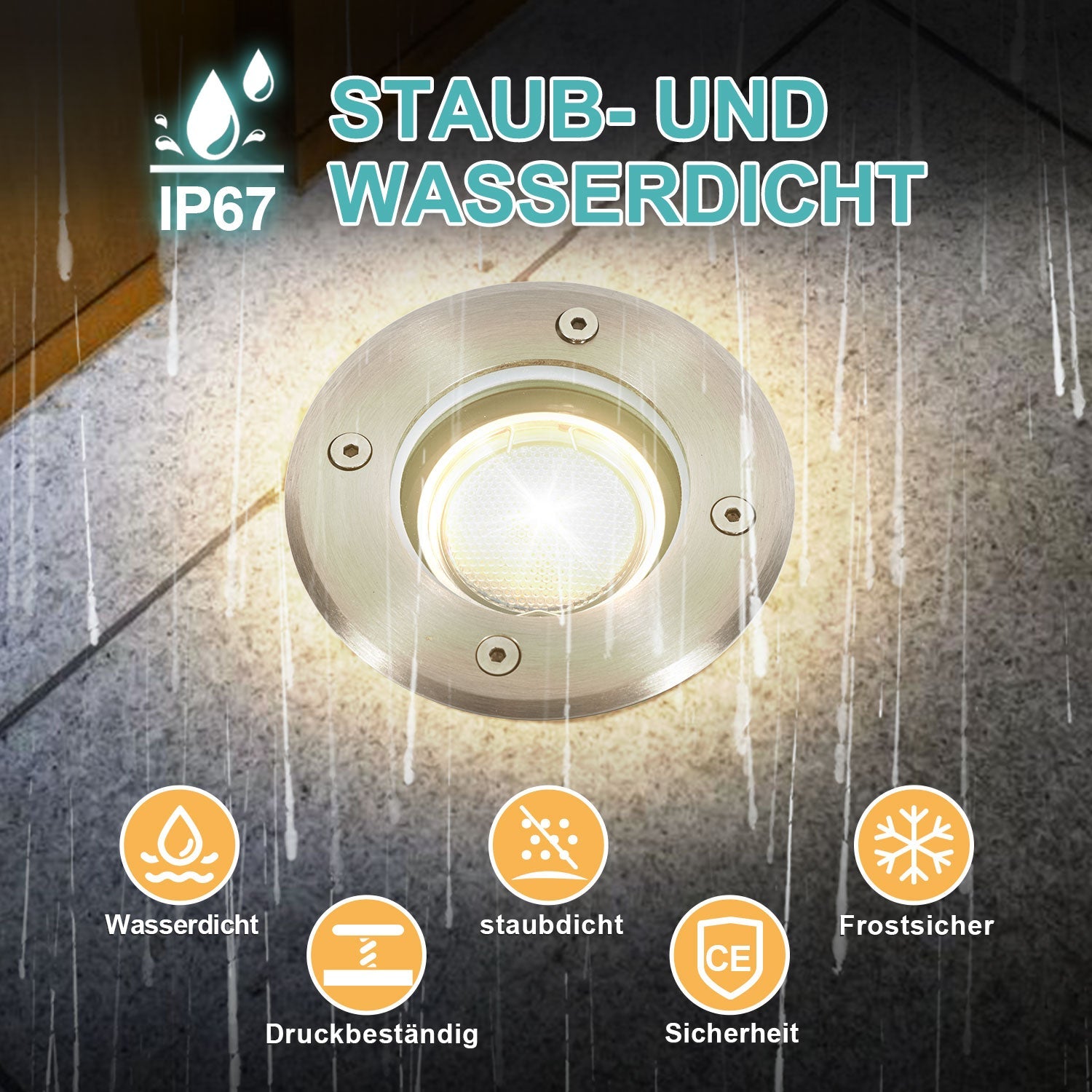 Cosmo Go LED Bodeneinbaustrahler 3W Naturweiß mit Mattierten Ersatzlinsen