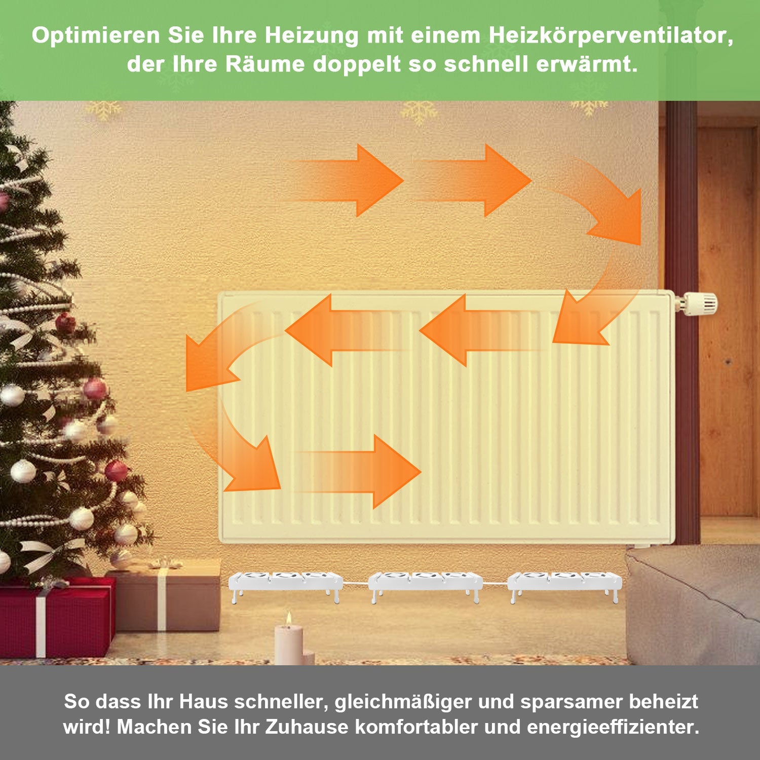 Cosmo Go Heizkörperverstärker Rippenheizkörper 3 Lüfter