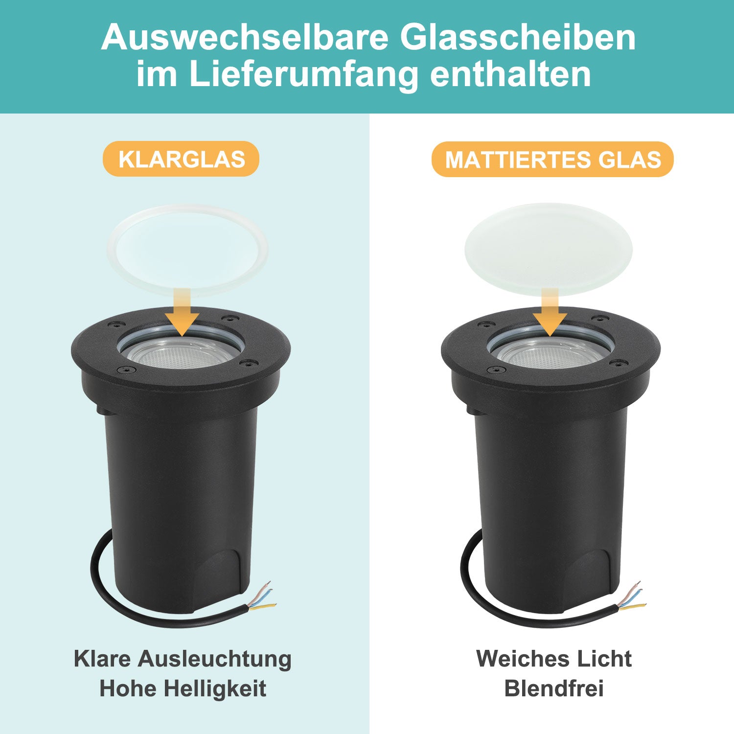 Cosmo Go LED Bodeneinbaustrahler 3W Warmweiß mit Mattierten Ersatzlinsen