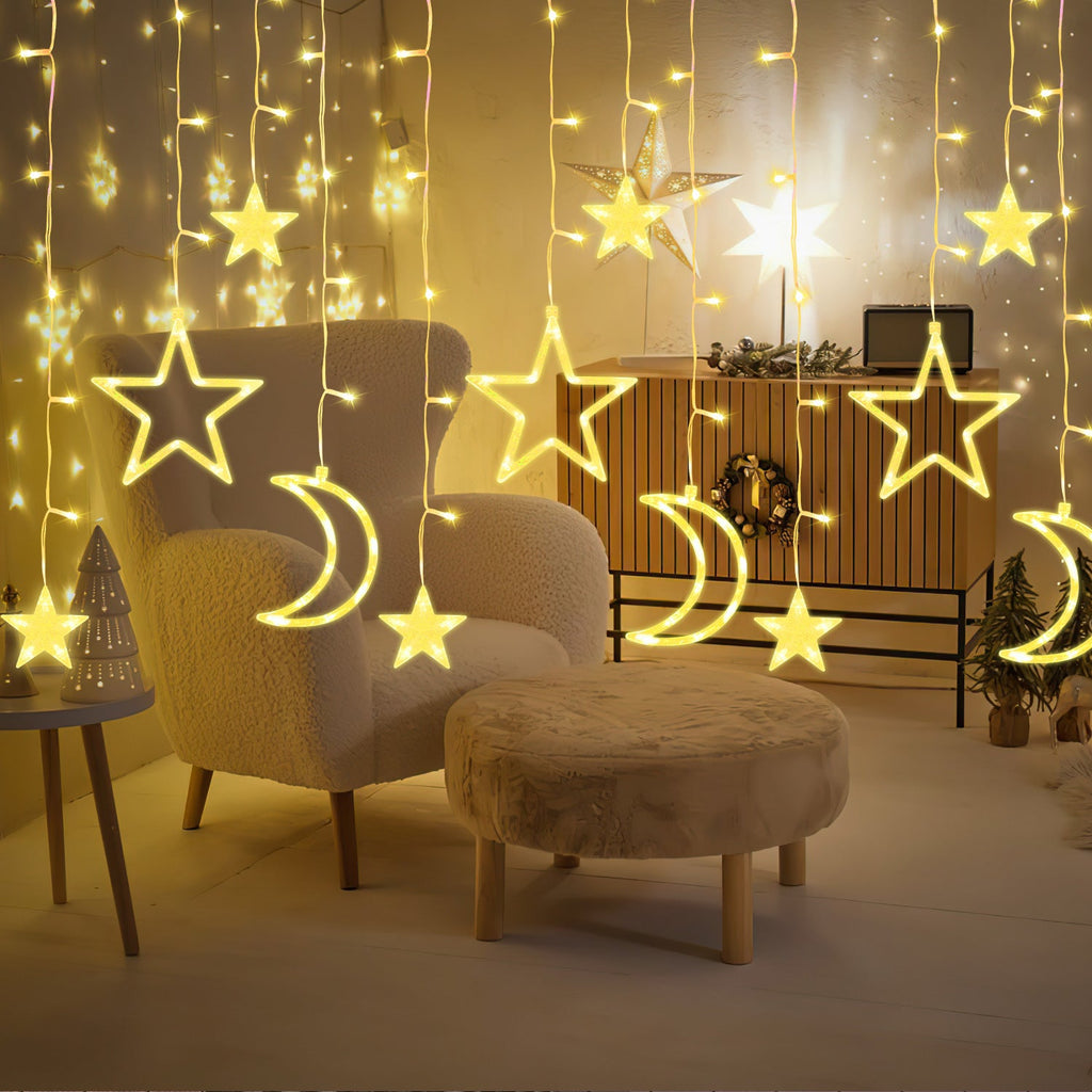 Cosmo Go LED Sterne Weihnachtsbeleuchtung Lichtervorhang 3,5M