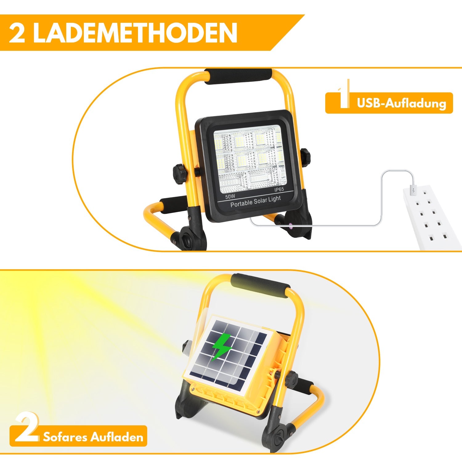 Cosmo Go LED Akku Fluter Baustrahler Solar 50W/100W