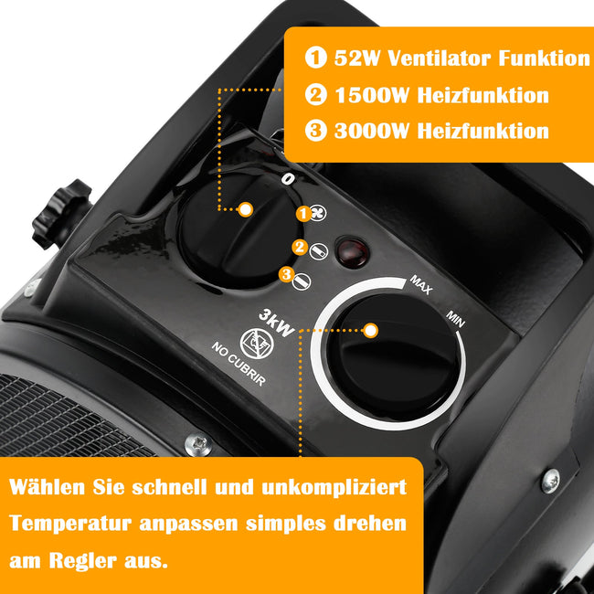 Cosmo Go Keramik Heizstrahler Heizlüfter 3000W mit Thermostat Main Image
