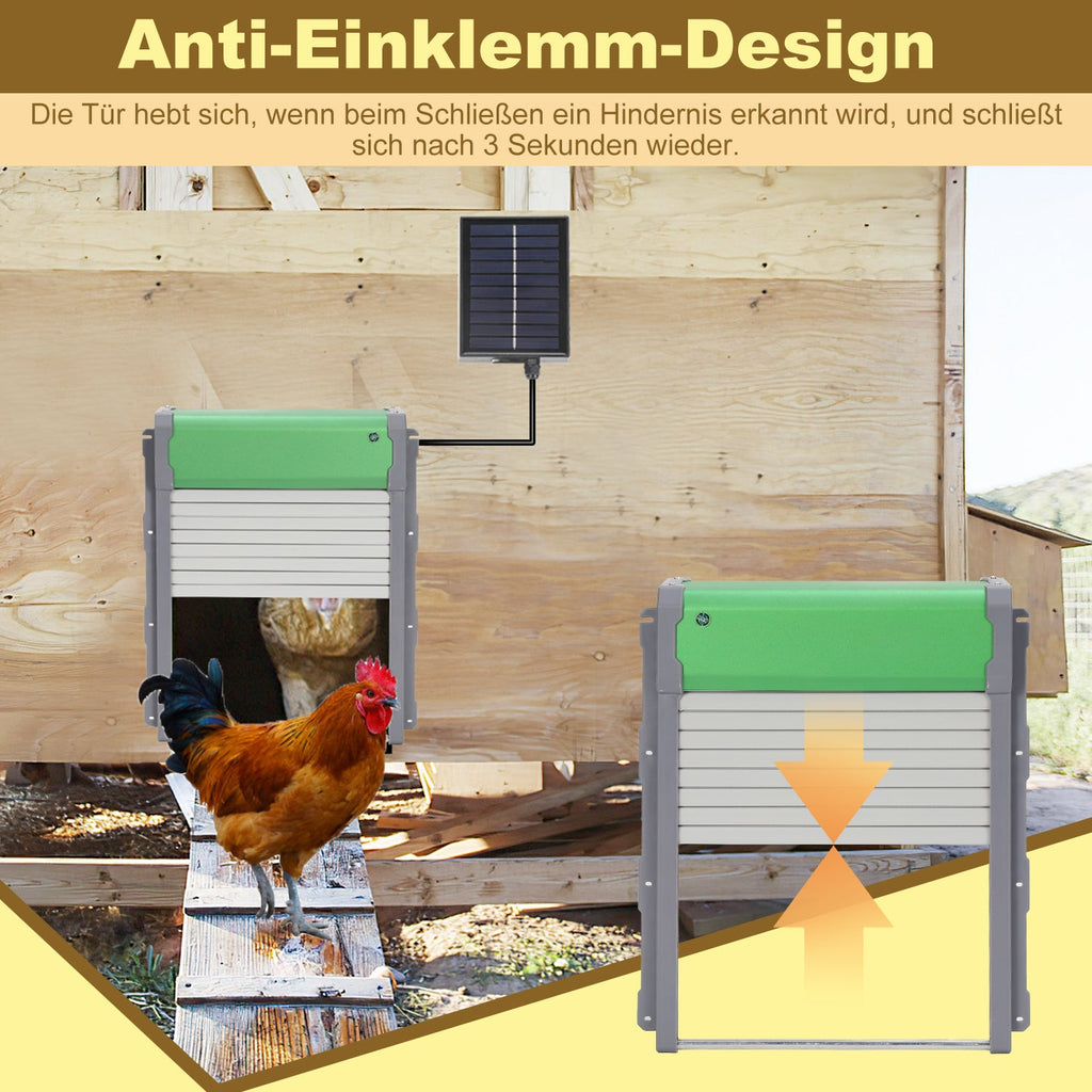 Cosmo Go Automatische Hühnerklappe Solar Rolltor mit Lichtsensor und Zeitsteuerung