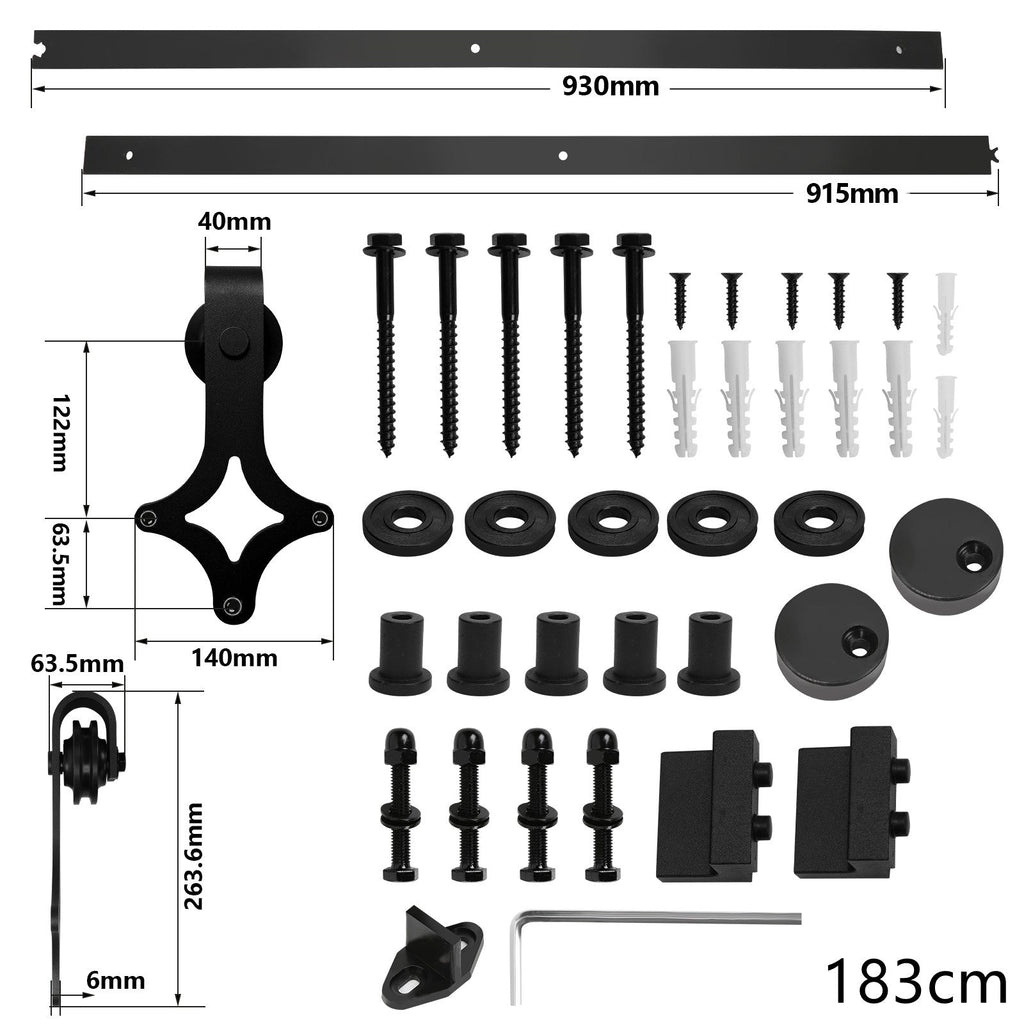 Cosmo Go Schiebetürbeschlag Set Schiebetürsystem 152cm/183cm/200cm/244cm/363cm