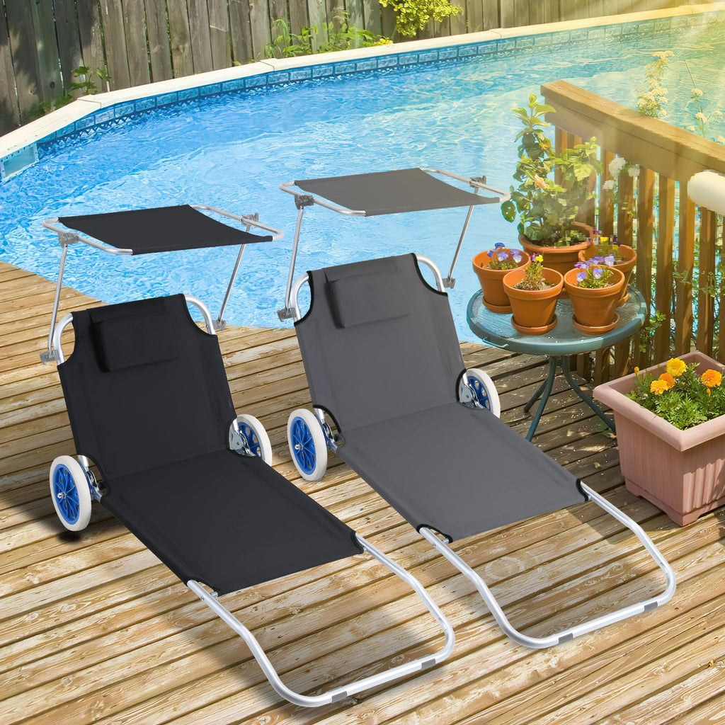 Cosmo Go Sonnenliege klappbar Aluminium mit Rollen und Sonnendach