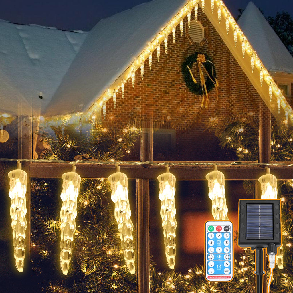 Cosmo Go Solar Eiszapfen Lichterkette mit Fernbedienung 10m