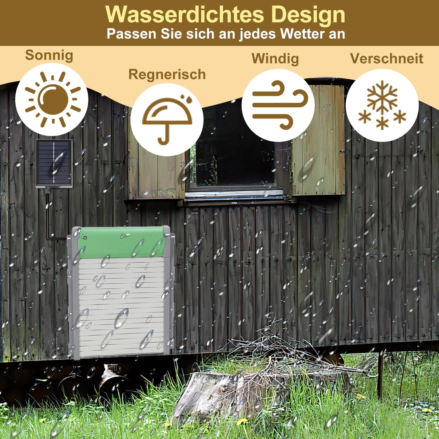 Cosmo Go Automatische Hühnerklappe Solar Rolltor mit Lichtsensor und Zeitsteuerung