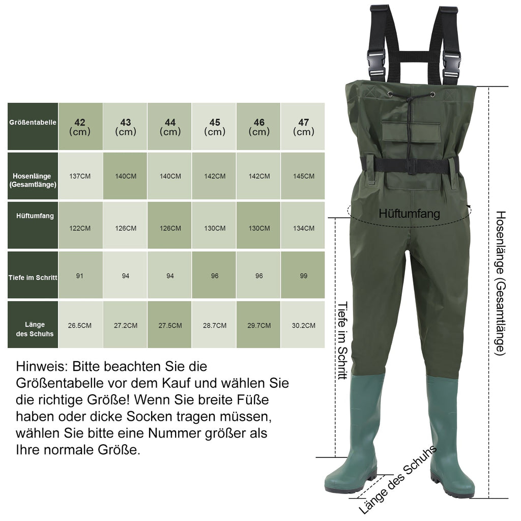 Cosmo Go Wathose mit Gummistiefeln, Bund und Haken