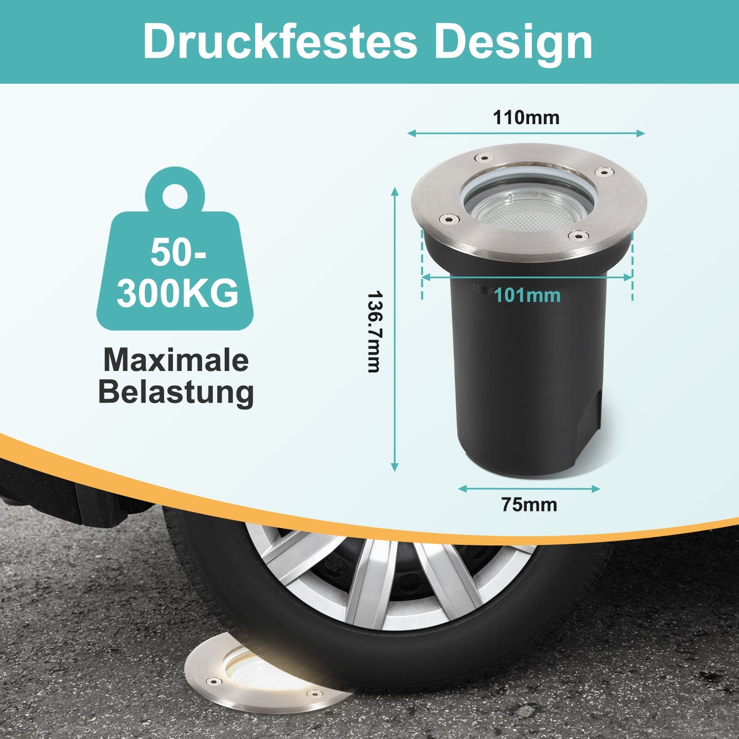 Cosmo Go LED Bodeneinbaustrahler 3W Naturweiß mit Mattierten Ersatzlinsen