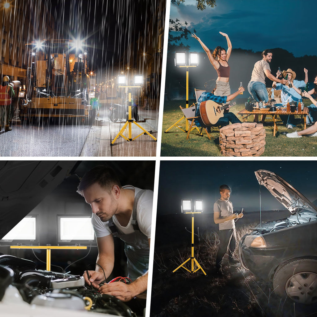 Cosmo Go LED Baustrahler 2 x 50W/100W/200W mit Stativ Einstellbar