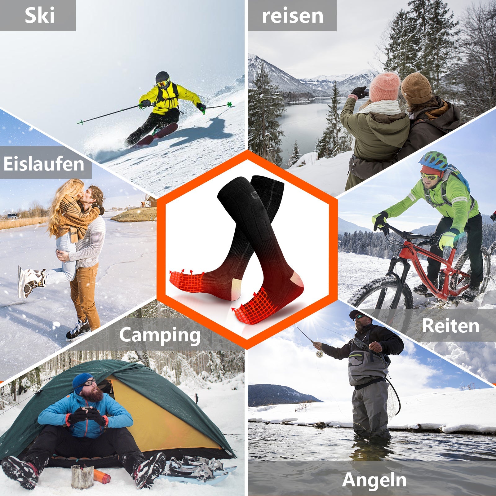 Cosmo Go Beheizte Socken Herren Damen Wiederaufladbar