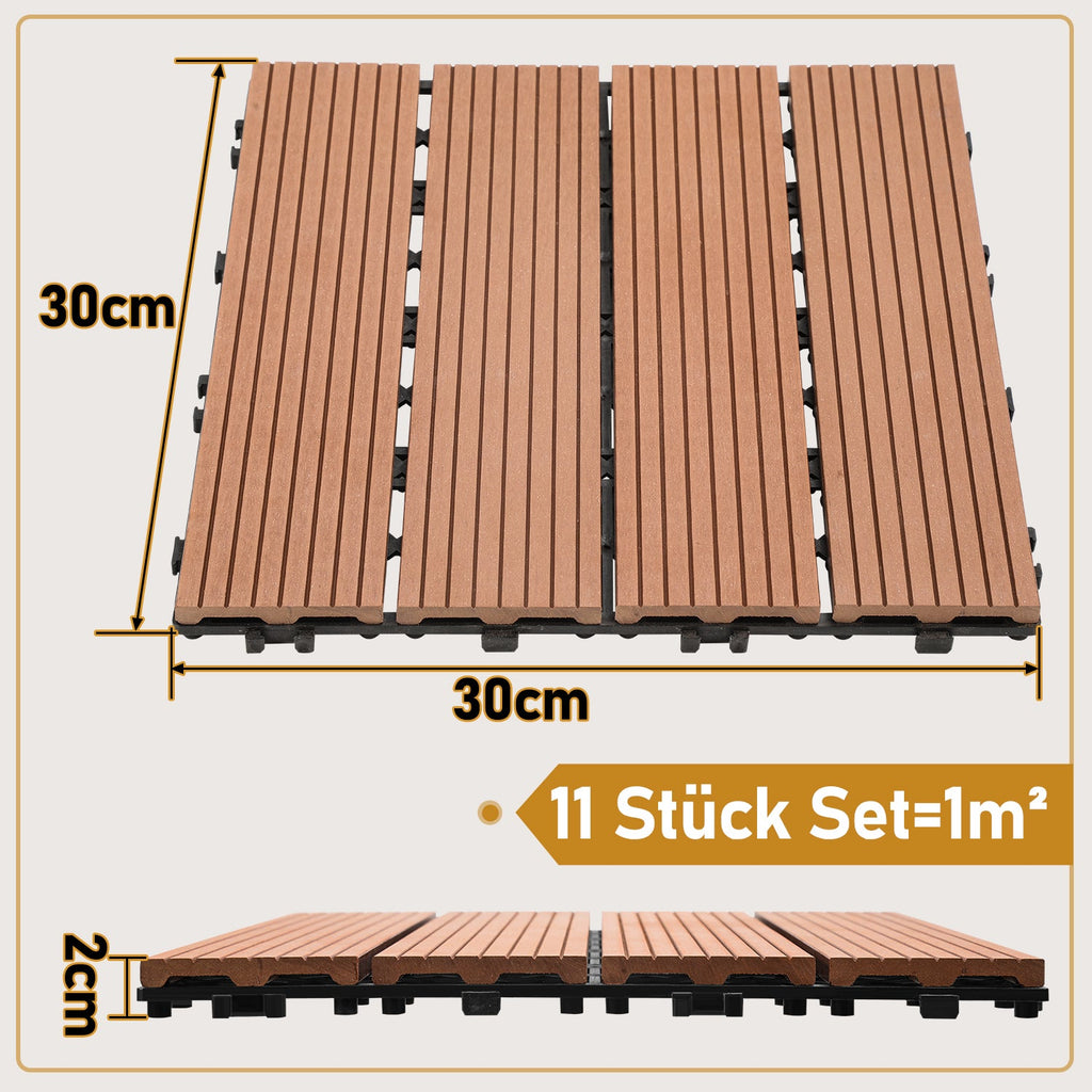 Cosmo Go WPC Terrassenfliesen 30x30 cm 11er Set in Holzoptik