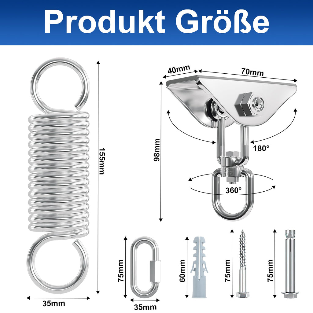 Cosmo Go 2 Stück Deckenhaken Edelstahl Schwingfeder
