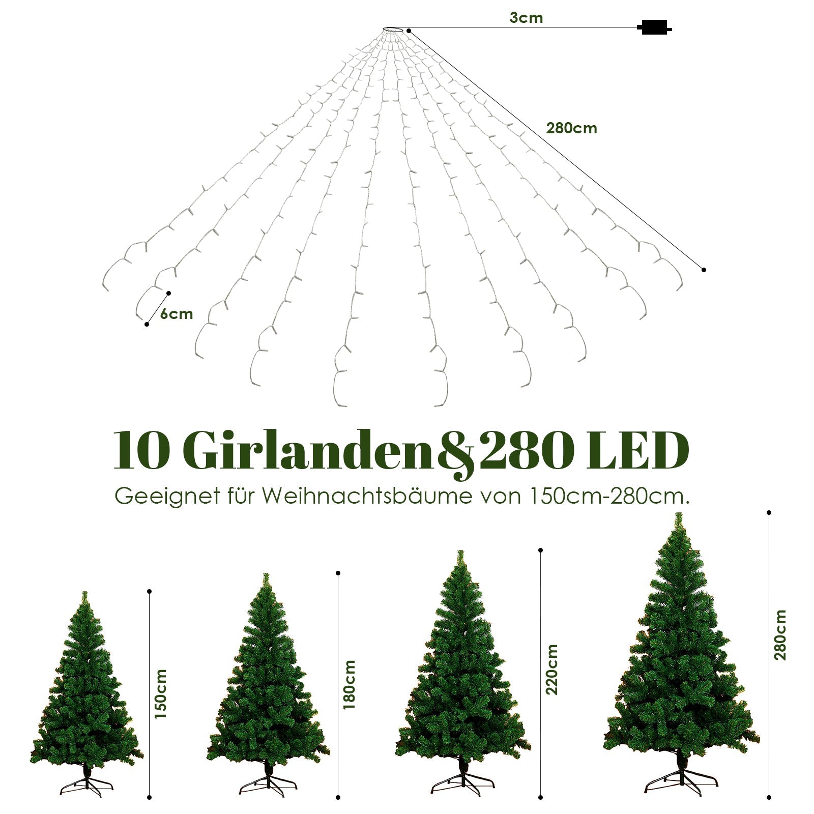 Cosmo Go Christbaumbeleuchtung mit Ring 280 LEDs IP44