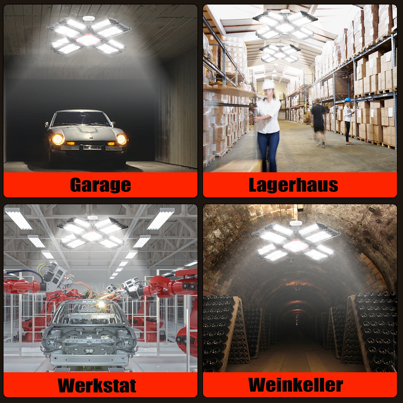 Cosmo Go Led Werkstatt Deckenleuchte Verstellbaren Paneelen 200W