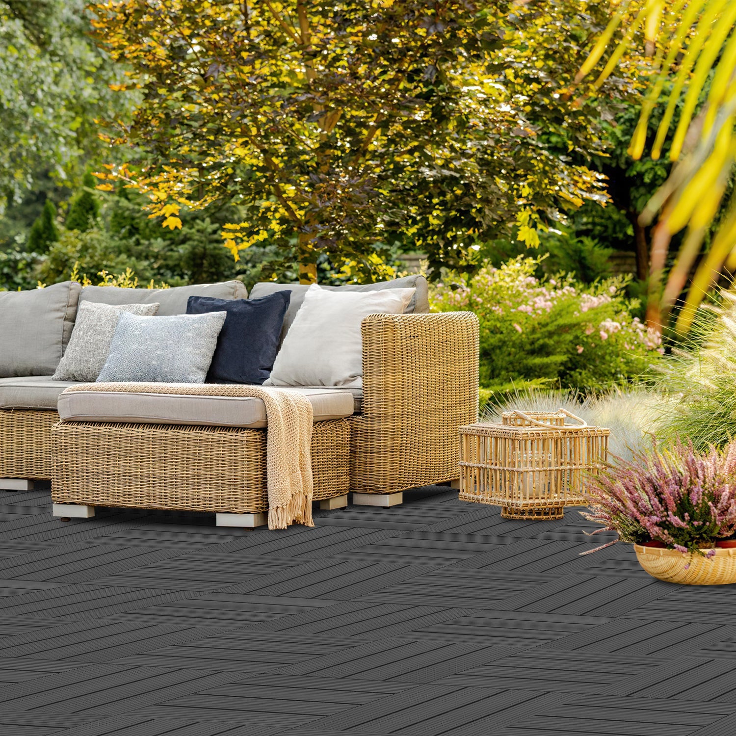 Cosmo Go WPC Terrassenfliesen 30x30 cm 11er Set in Holzoptik