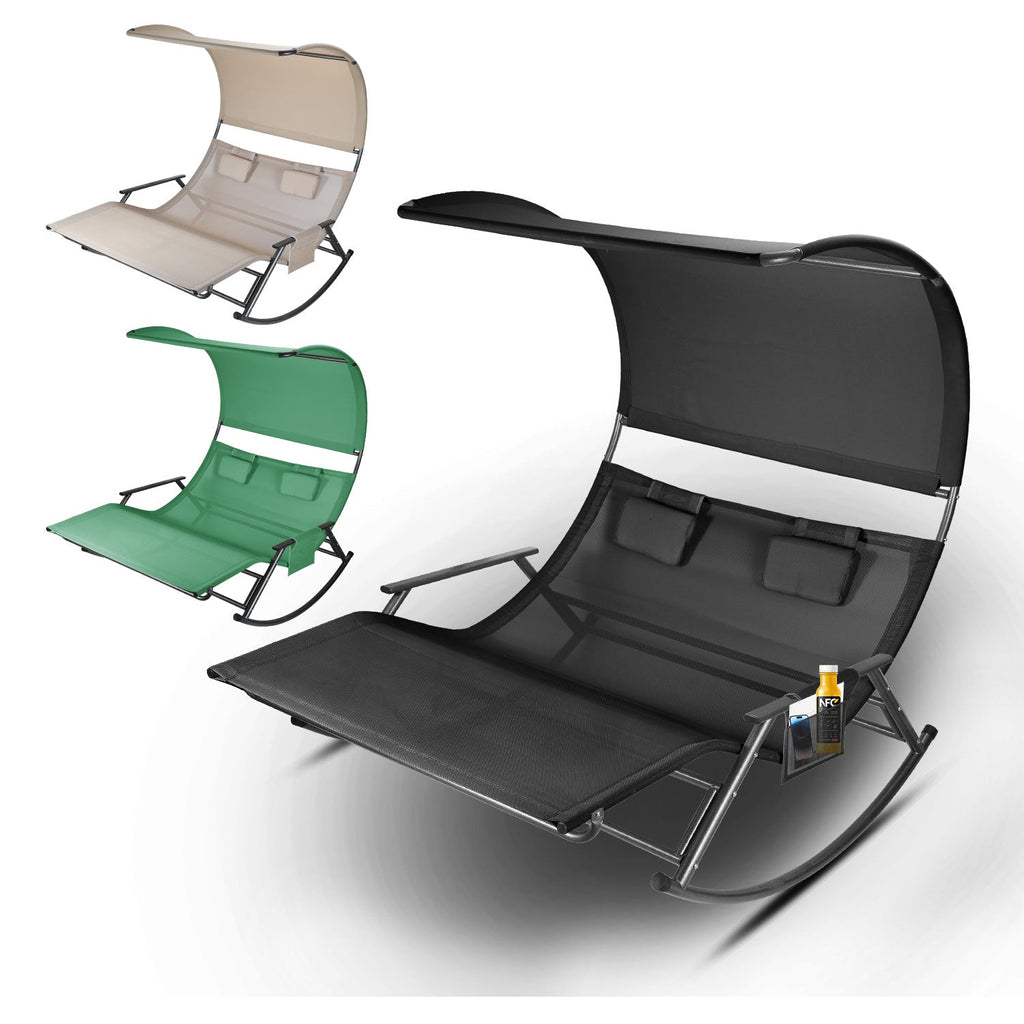 Cosmo Go Doppelliege Sonnenliege mit Sonnendach Outdoor