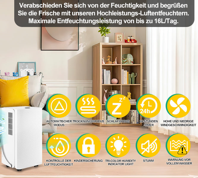 Cosmo Go Luftentfeuchter 16L mit Timerfunktion, Wäschetrockungsfunktion, Abtaufunktion