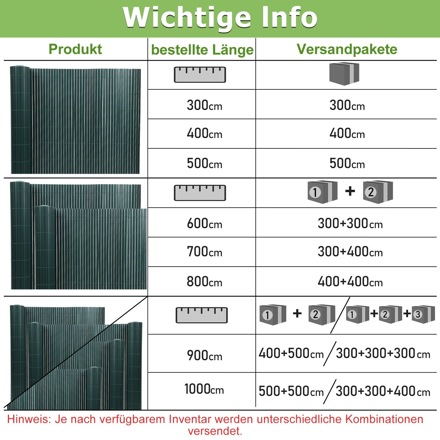 Cosmo Go PVC Sichtschutzmatte mit Kabelbindern Doppelte Verstärkung