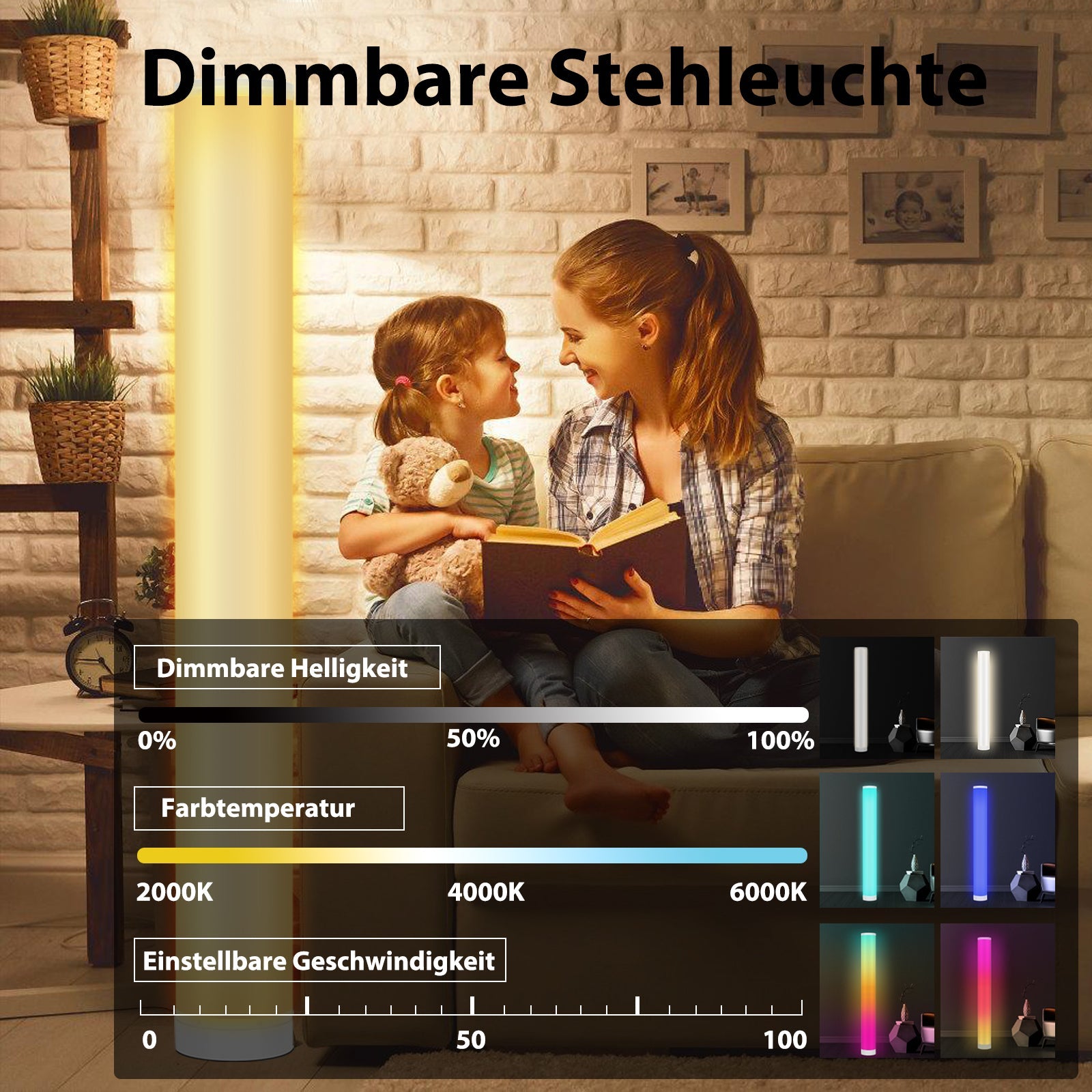 Cosmo Go 2X LED Stehlampe RGB Dimmbar mit Fernbedienung 6W
