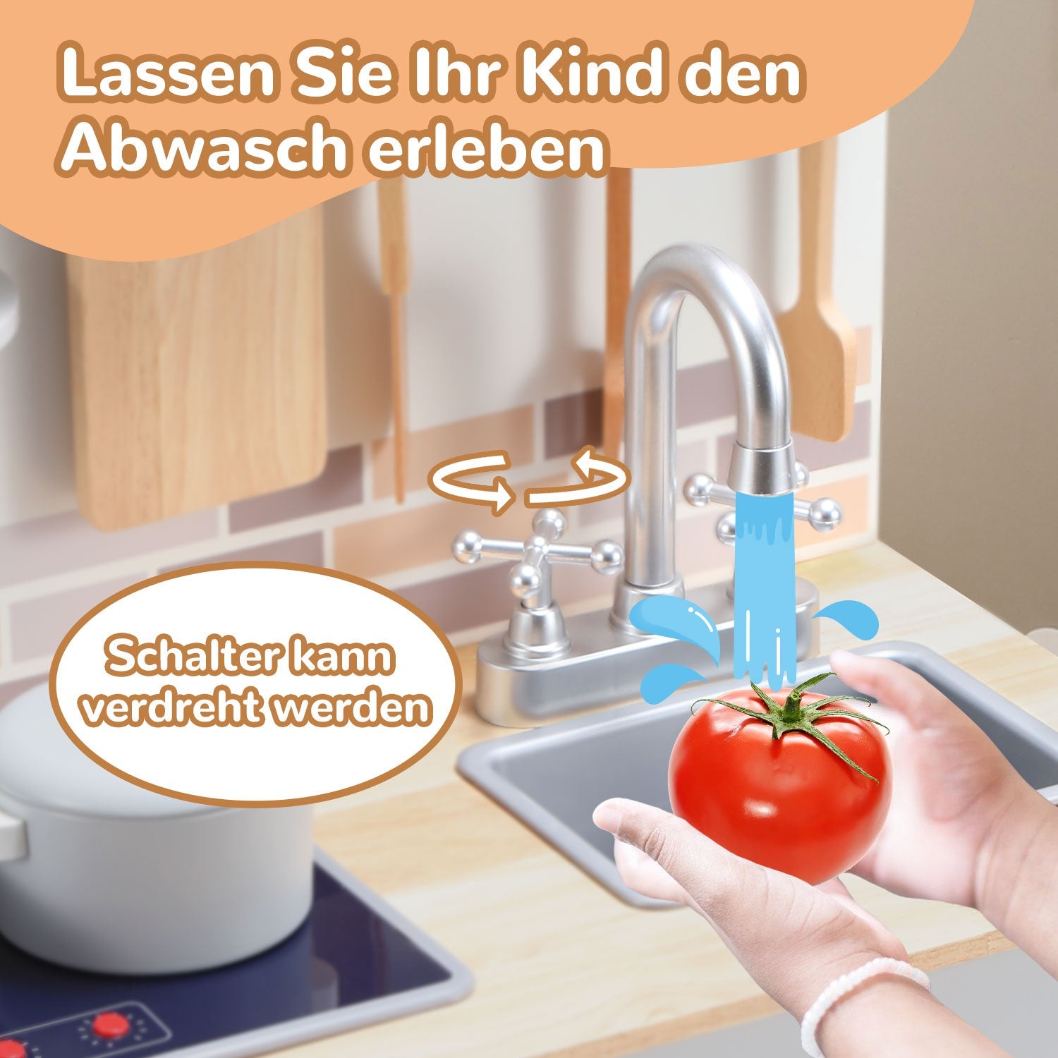 Cosmo Go Spielzeugküche Kinderspielzeug aus Holz