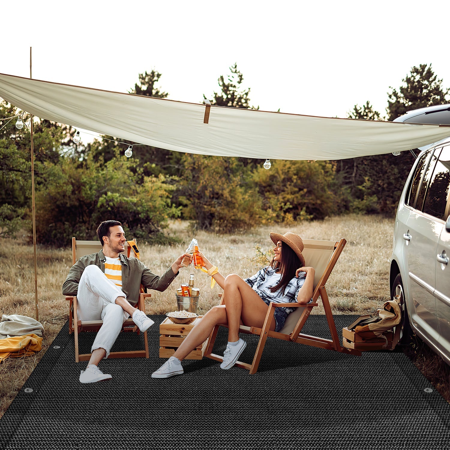 Cosmo Go Campingteppich Vorzeltteppich Schwarz