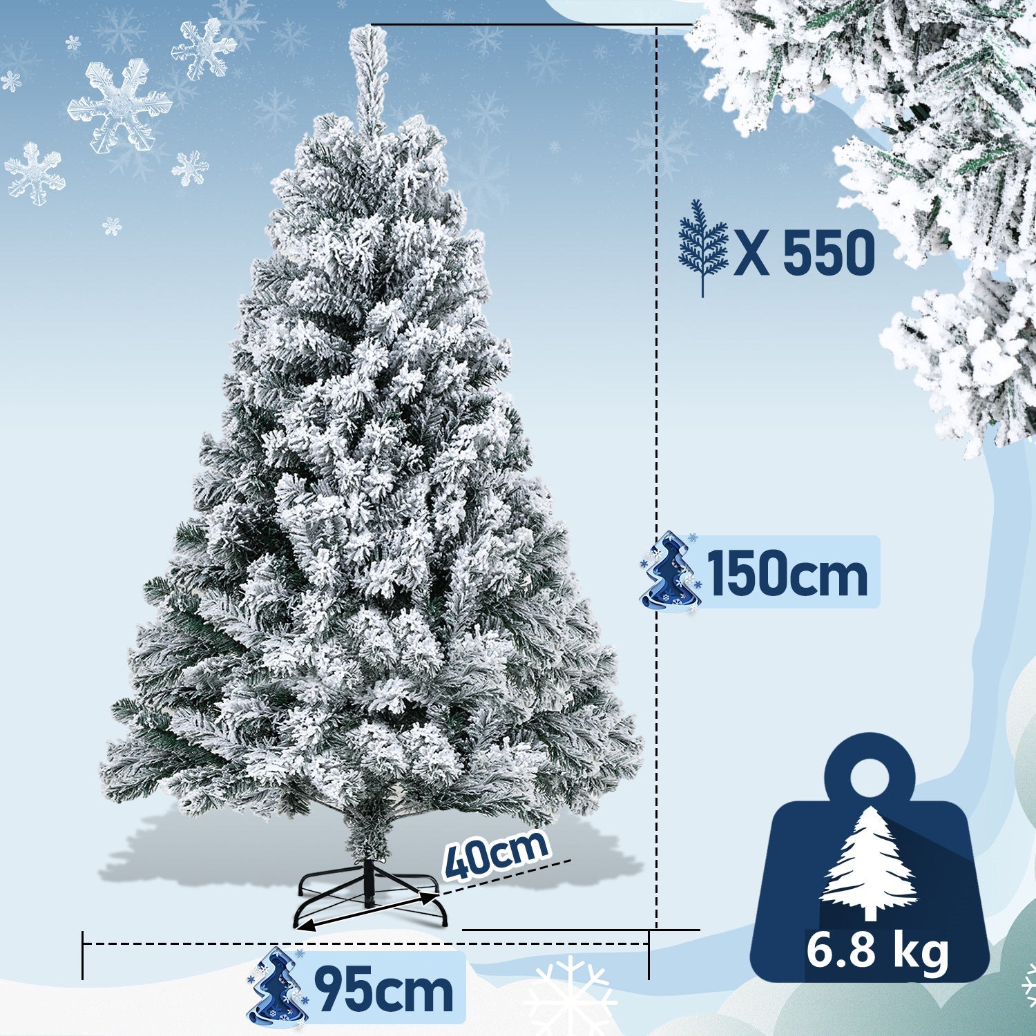 Cosmo Go Weihnachtsbaum Künstlich mit Schnee