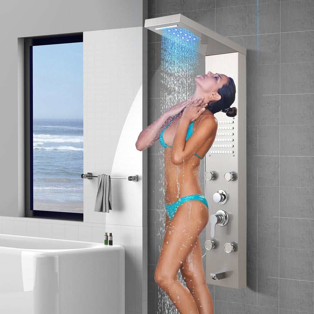 Cosmo Go Duschpaneel Wandduschpaneel 5 Funktionen Edelstahl Silber