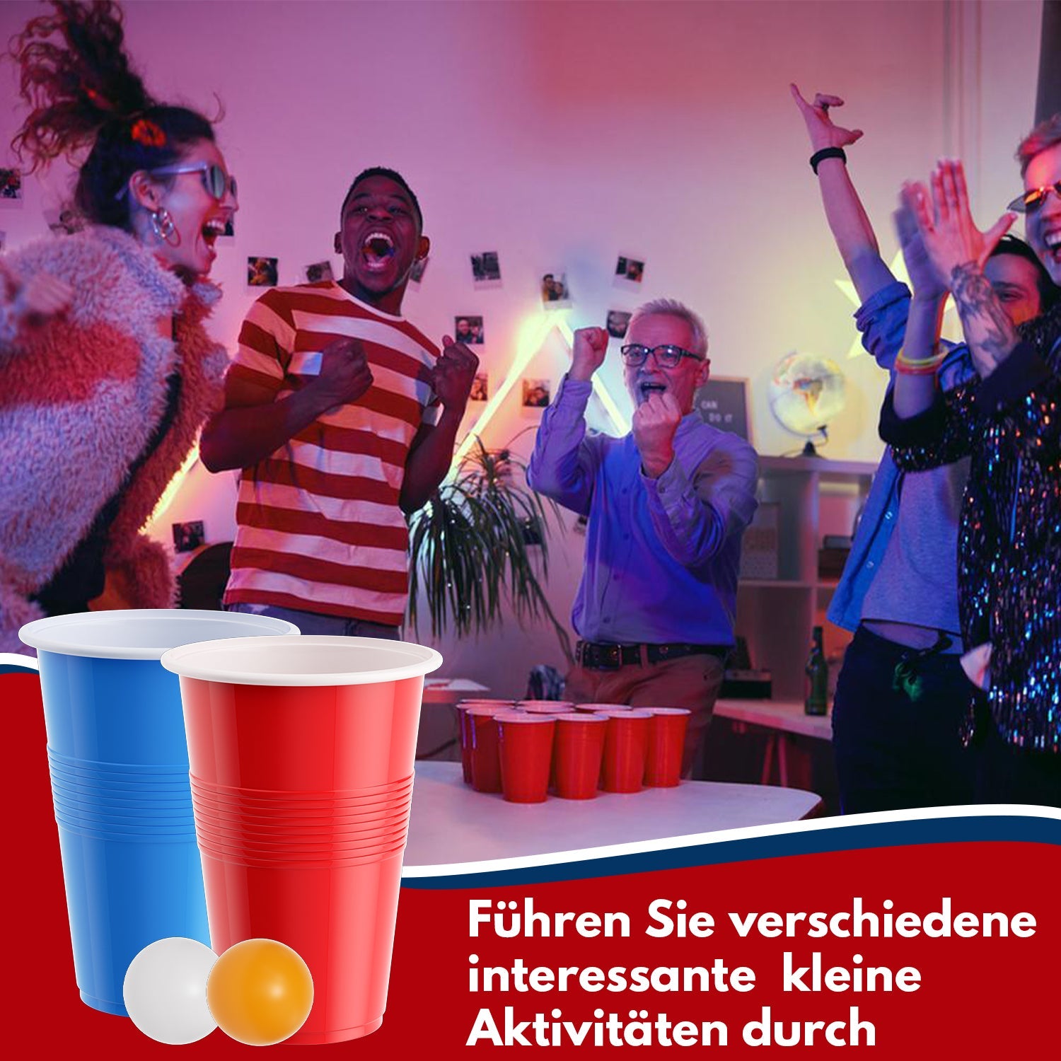 Cosmo Go Pong-Becher-Set 100 Partybecher und 10 Bälle