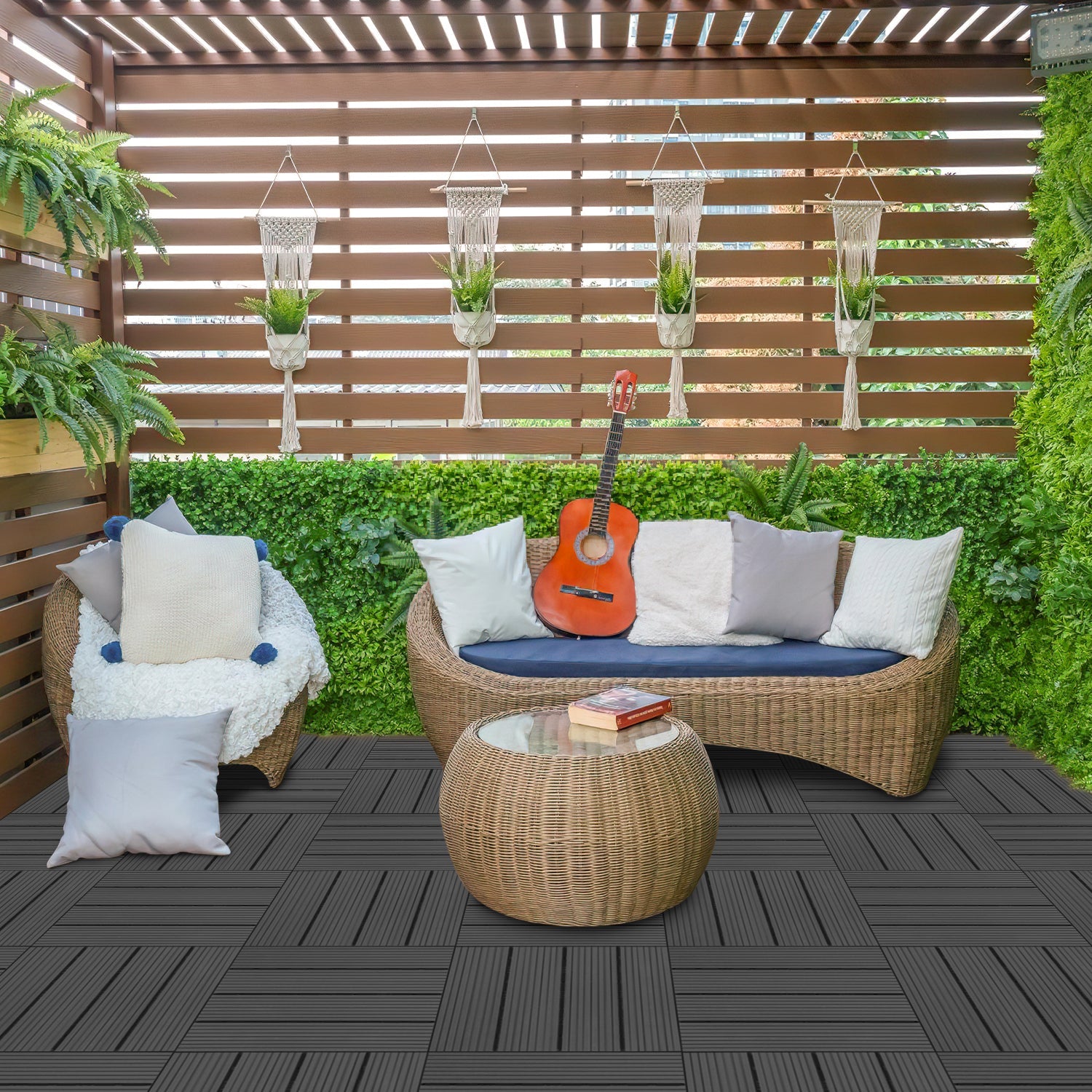 Cosmo Go WPC Terrassenfliesen 30x30 cm 11er Set in Holzoptik